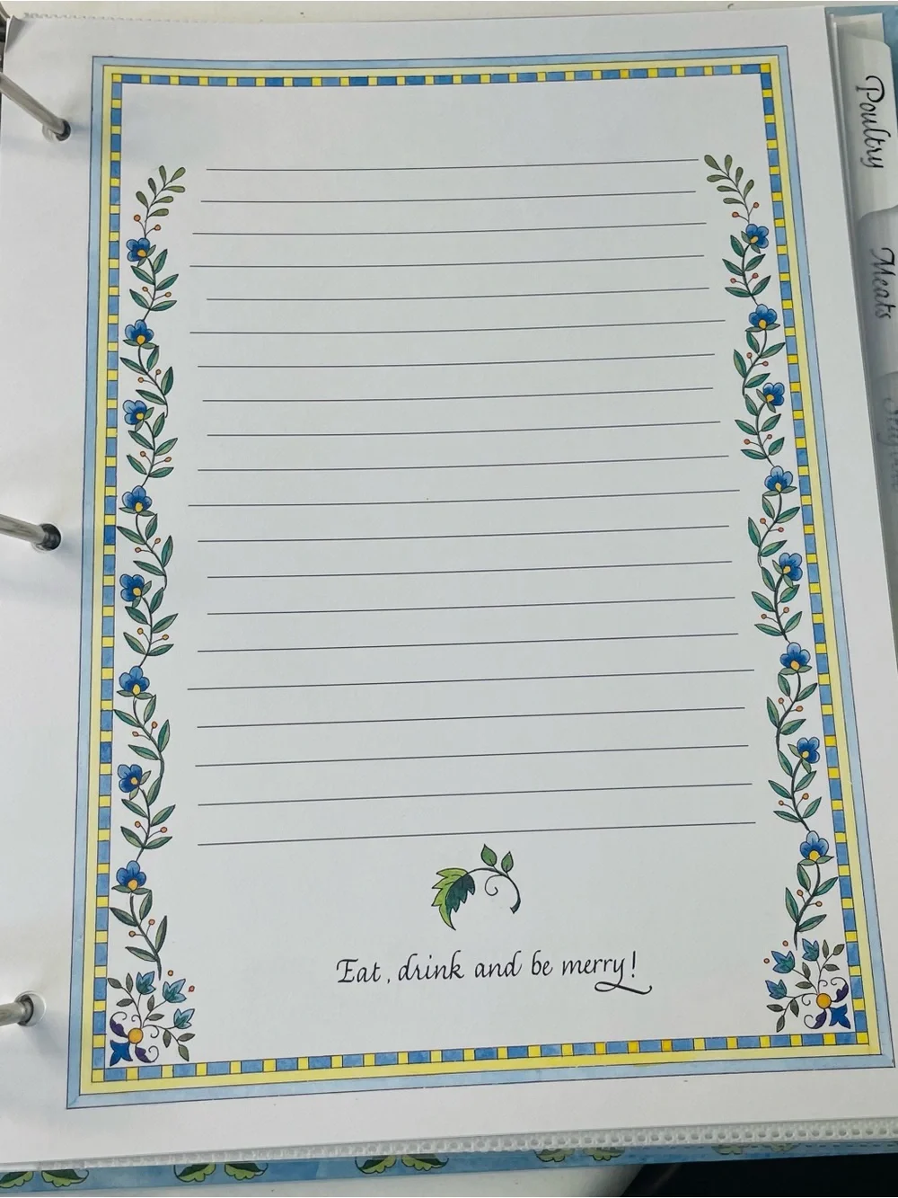 The Family Recipe Collection Book - Blue & Green Floral Cover
